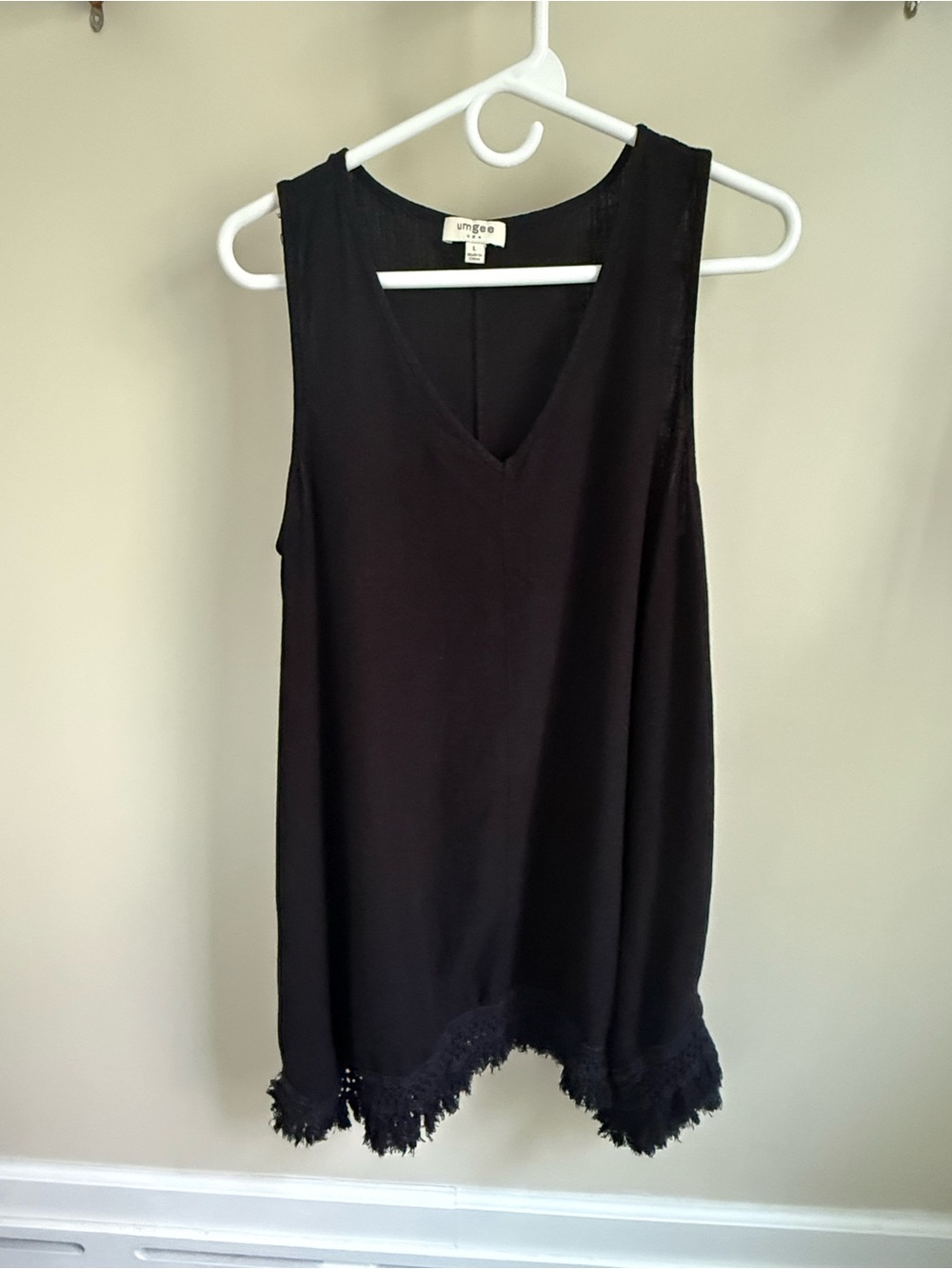 100% Cotton Umgee Black Sleeveless V-Neck Tunic